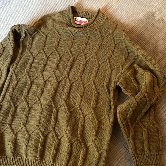 Olive Green Men’s Sweater Size Large 100% Cotton - Picture 4 of 6